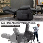 Fauteuil inclinable releveur électrique en similicuir gris, une place