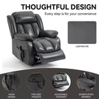 Fauteuil inclinable releveur électrique en similicuir gris, une place