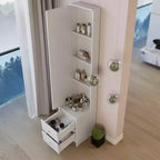 Meuble miroir sur pied toute hauteur avec 2 tiroirs, Noir/Blanc, Une personne