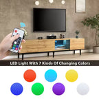 Meuble TV Moderne Noir avec Lumière LED, 4 Armoires et Étagères Ouvertes, Convient aux TV jusqu'à 80"