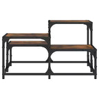 Table basse carrée – Chêne noir / Chêne brun / Chêne fumé, MDF et pieds en métal