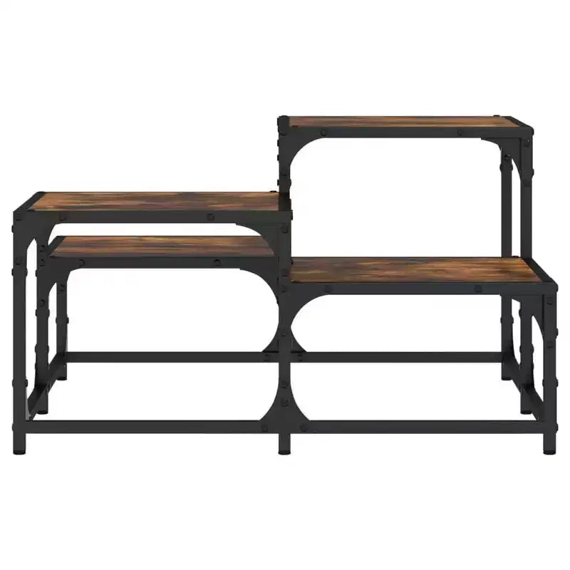 Table basse carrée – Chêne noir / Chêne brun / Chêne fumé, MDF et pieds en métal