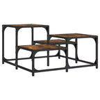 Table basse carrée – Chêne noir / Chêne brun / Chêne fumé, MDF et pieds en métal