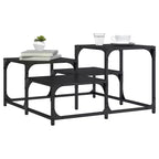 Table basse carrée – Chêne noir / Chêne brun / Chêne fumé, MDF et pieds en métal