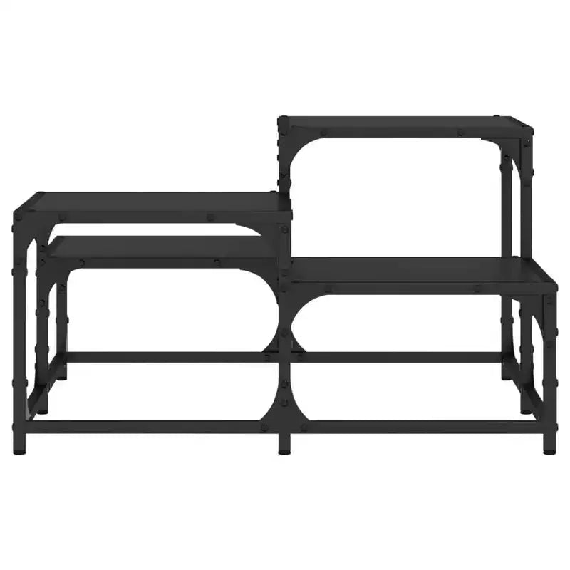 Table basse carrée – Chêne noir / Chêne brun / Chêne fumé, MDF et pieds en métal