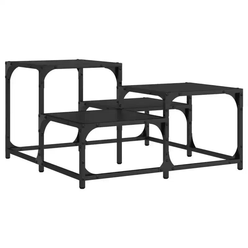 Table basse carrée – Chêne noir / Chêne brun / Chêne fumé, MDF et pieds en métal