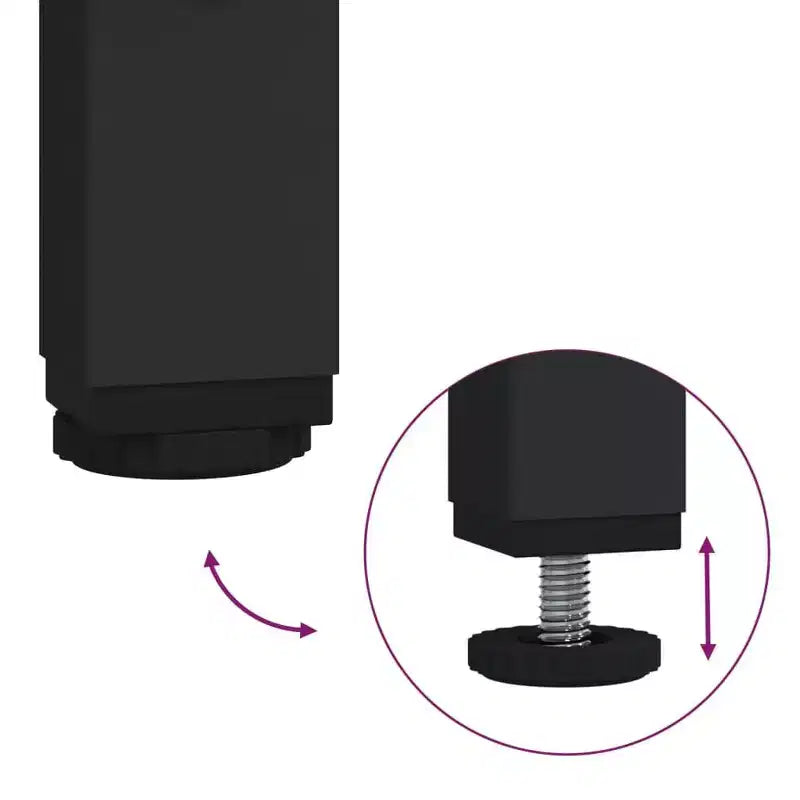 Table basse carrée – Chêne noir / Chêne brun / Chêne fumé, MDF et pieds en métal