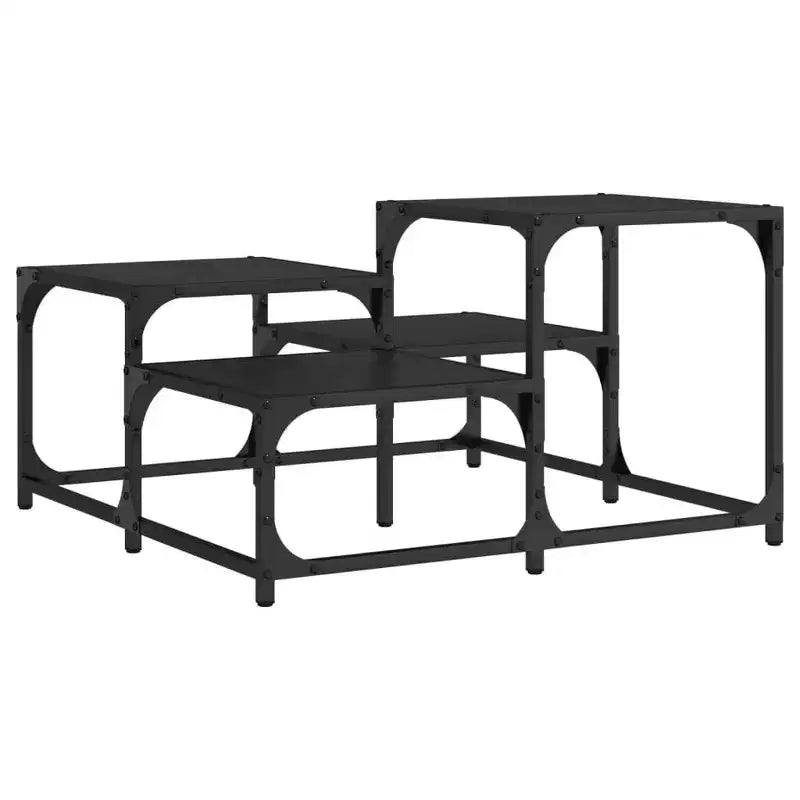 Table basse carrée – Chêne noir / Chêne brun / Chêne fumé, MDF et pieds en métal