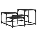 Table basse carrée – Chêne noir / Chêne brun / Chêne fumé, MDF et pieds en métal