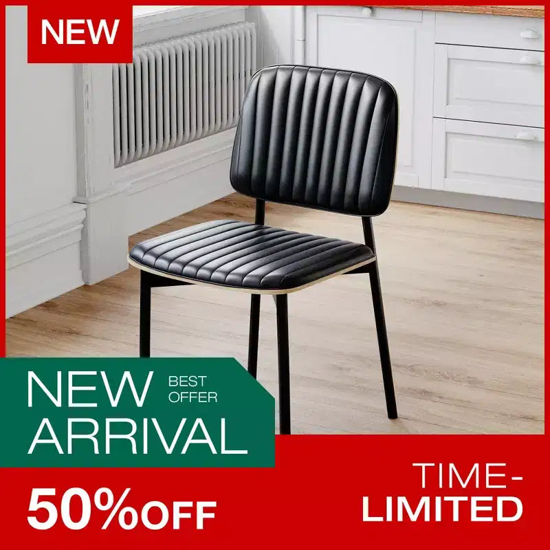 Chaise de salle à manger sans accoudoirs noire en similicuir, dossier haut, lot de 2