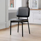 Chaise de salle à manger sans accoudoirs noire en similicuir, dossier haut, lot de 2
