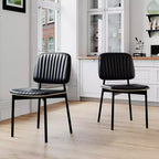 Chaise de salle à manger sans accoudoirs noire en similicuir, dossier haut, lot de 2
