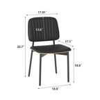 Chaise de salle à manger sans accoudoirs noire en similicuir, dossier haut, lot de 2