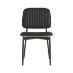 Chaise de salle à manger sans accoudoirs noire en similicuir, dossier haut, lot de 2