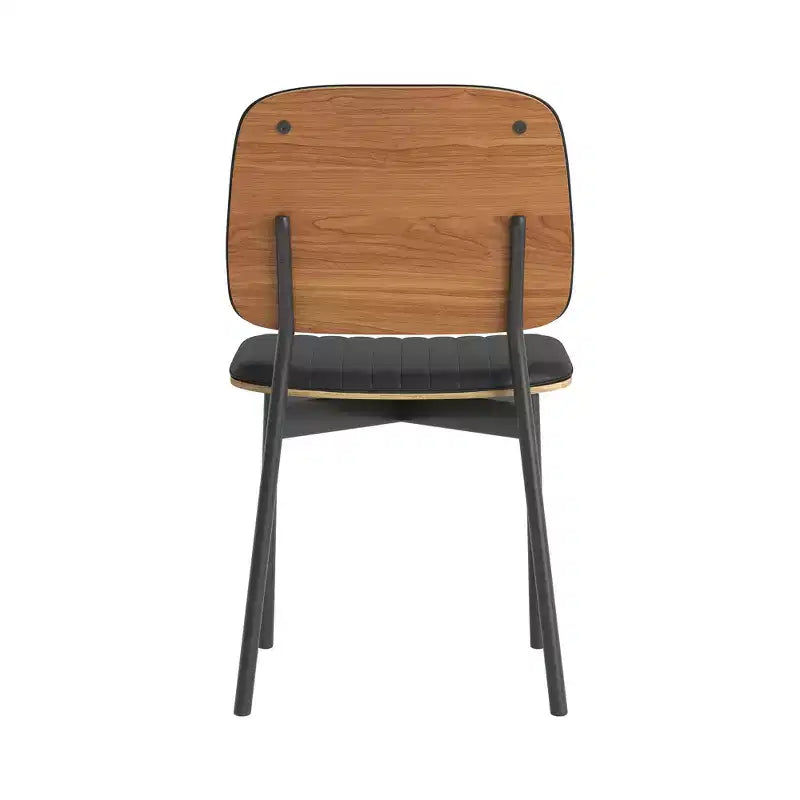 Chaise de salle à manger sans accoudoirs noire en similicuir, dossier haut, lot de 2