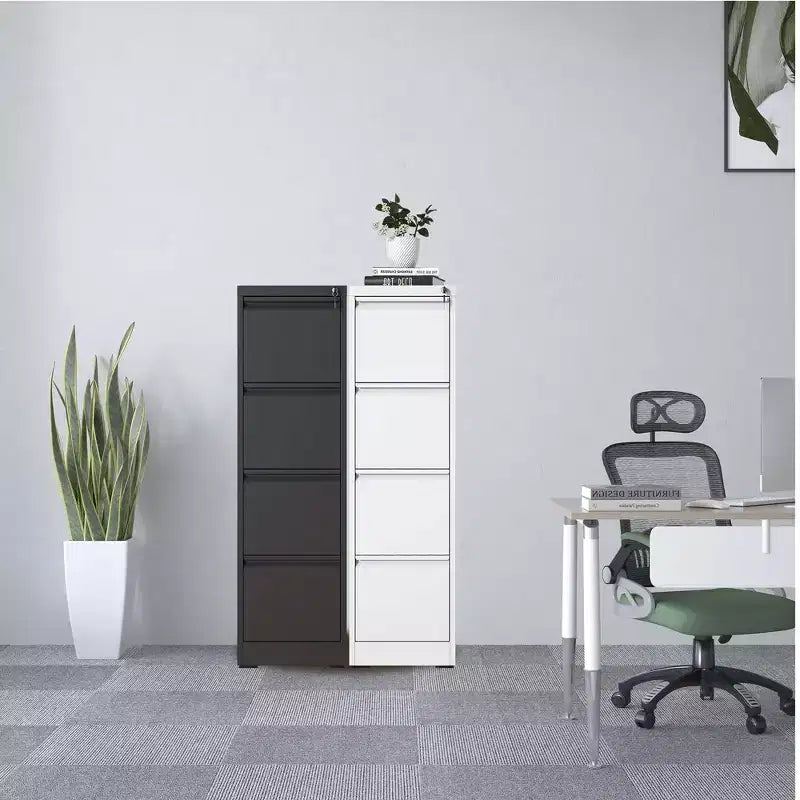 4 Drawer Vertical File Cabinet with Lock, Metal Locking Filing Cabinet , Steel File Storage Cabinet for A4/Letter/Legal Size File
