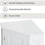 Meuble de rangement d'angle autoportant de salle de bain triangulaire noir/gris/blanc avec étagère réglable, porte simple