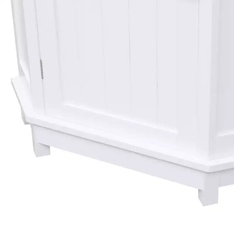 Meuble de rangement d'angle autoportant de salle de bain triangulaire noir/gris/blanc avec étagère réglable, porte simple