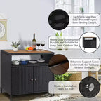 Armoire de rangement d'extérieur 2 portes en osier, noire + marron/grise, avec étagère, assemblage par 1 ou 2 personnes