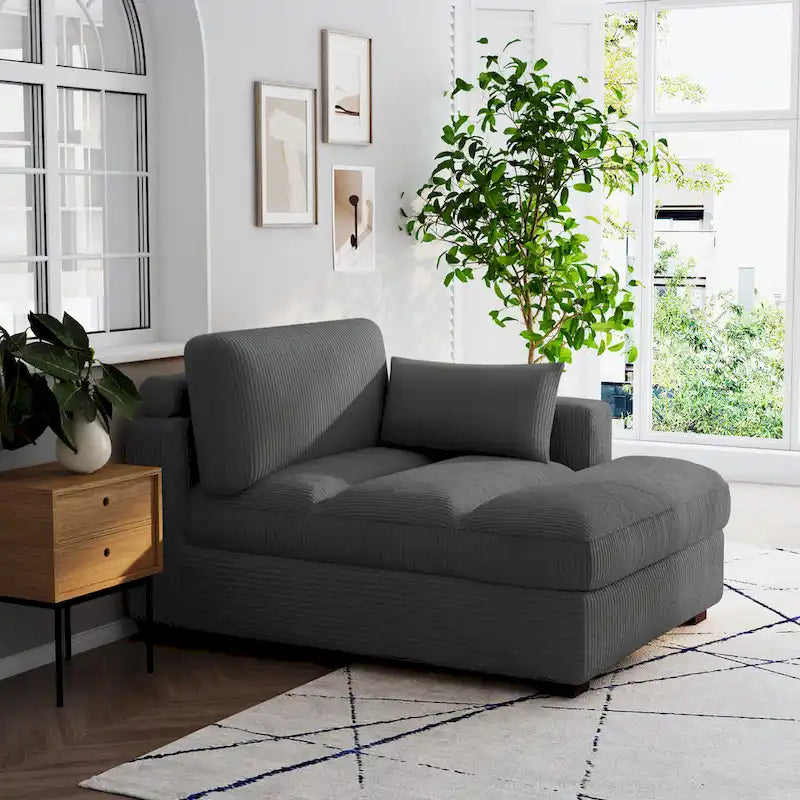 Canapé modulaire sectionnel oversize en velours côtelé avec coussin