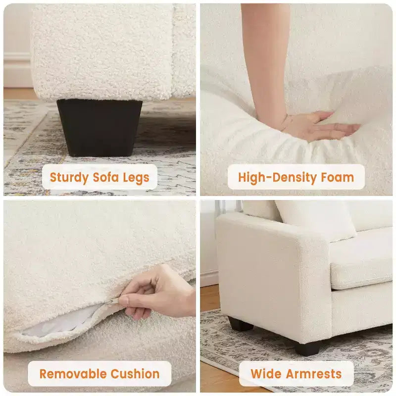 Canapé moderne 3 places de 83 po avec assise profonde, tissu doux, accoudoirs larges, housse de coussin amovible et lavable