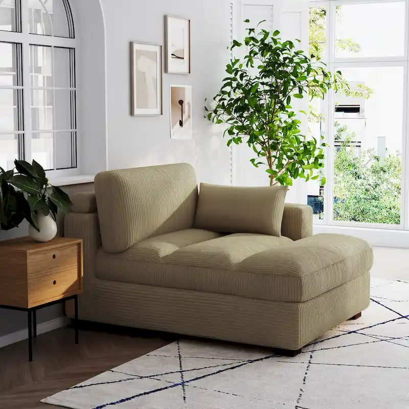 Canapé modulaire sectionnel oversize en velours côtelé avec coussin