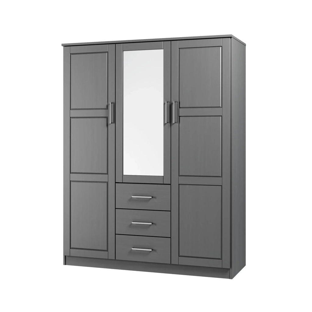Armoire Palace Imports Cosmo à 3 portes en bois massif à 100 %, avec portes en bois massif ou miroirs