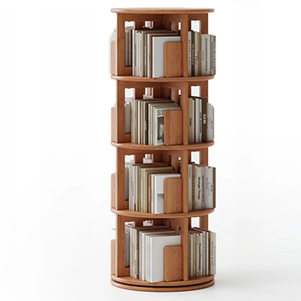 Bibliothèque verticale étroite rotative en bois