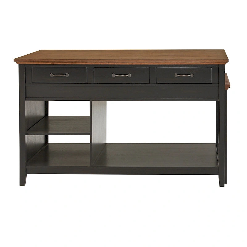 Îlot de cuisine extensible Eleanor bicolore avec finition antique et 3 tiroirs par iNSPIRE Q Classic
