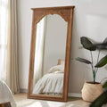 Miroir Psyché en Bois Massif Sculpté Fleur de Cerisier - 180x90x4cm (Support Non Inclus)