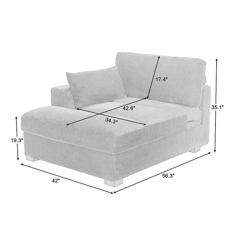 Canapé modulaire sectionnel oversize en velours côtelé avec coussin