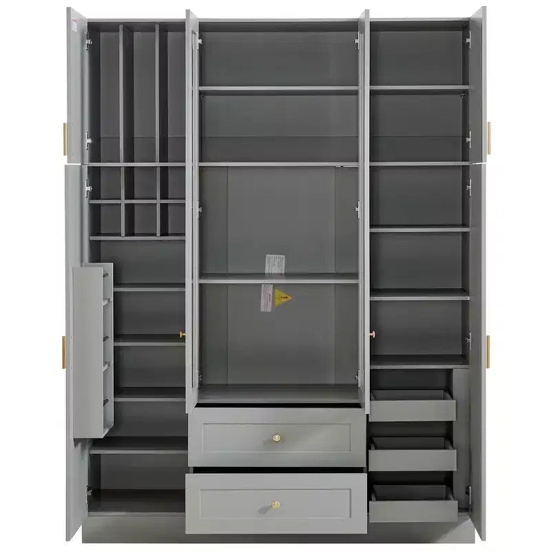 Armoire de rangement de cuisine sur pied Whisen 71H, grand buffet de salle à manger avec 6 portes et étagères réglables