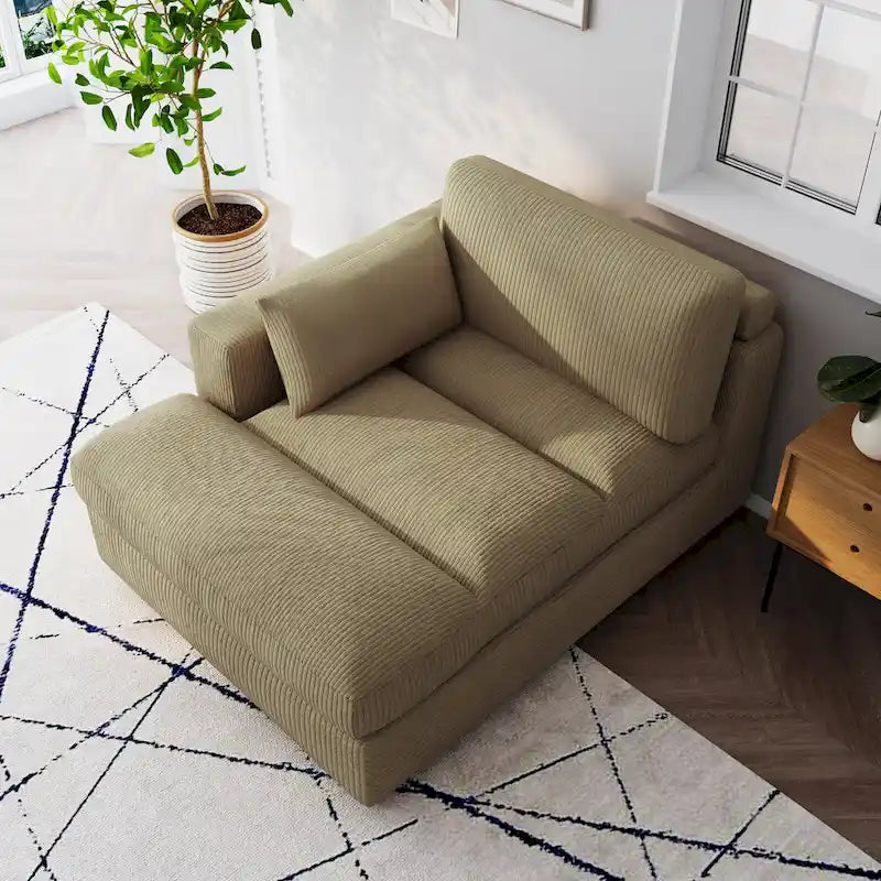 Canapé modulaire sectionnel oversize en velours côtelé avec coussin