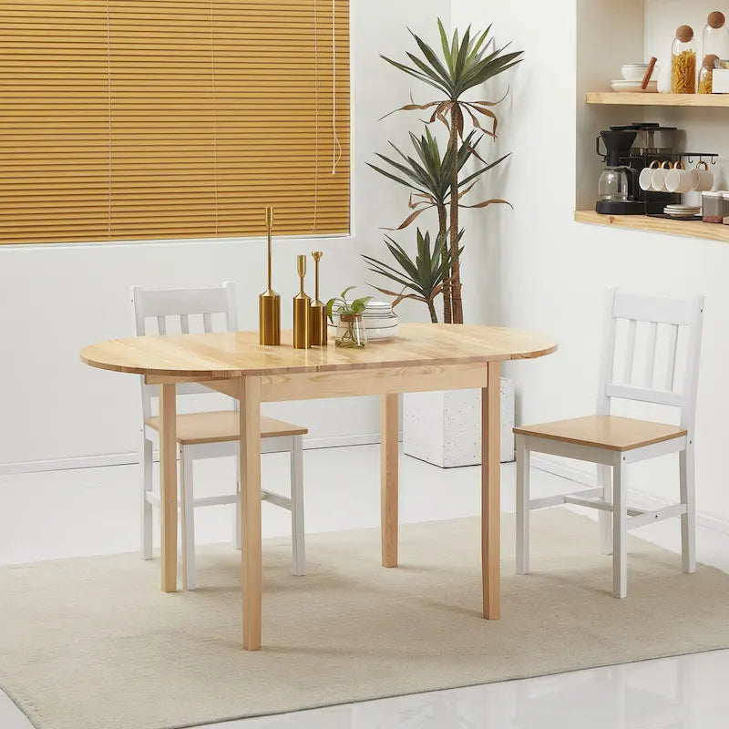 HOMCOM Table de cuisine en bois massif 55 po, Tables à abattants pour petits espaces, Table de salle à manger pliante