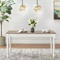 Table de salle à manger rectangulaire en Noyer et Blanc, 6 places