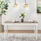 Table de salle à manger rectangulaire en Noyer et Blanc, 6 places