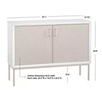 Buffet de porte en rotin naturel et blanc antique – Enfilade style glamour avec étagères réglables