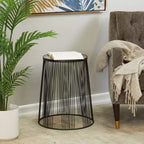 Table d'appoint ronde noire en métal, 1 personne