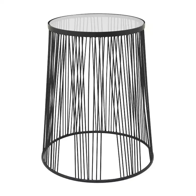 Table d'appoint ronde noire en métal, 1 personne