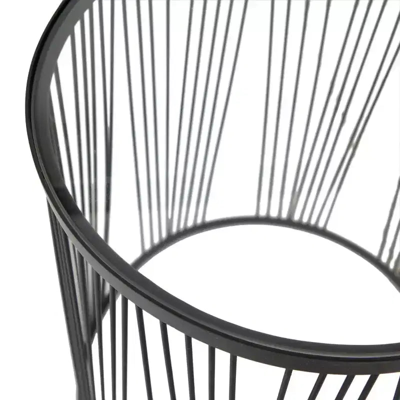 Table d'appoint ronde noire en métal, 1 personne