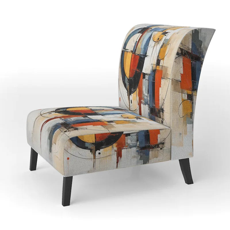 Fauteuil d'appoint rembourré et fauteuil moderne du milieu du siècle Designart Colorful Mid Century Abstract Fusion I