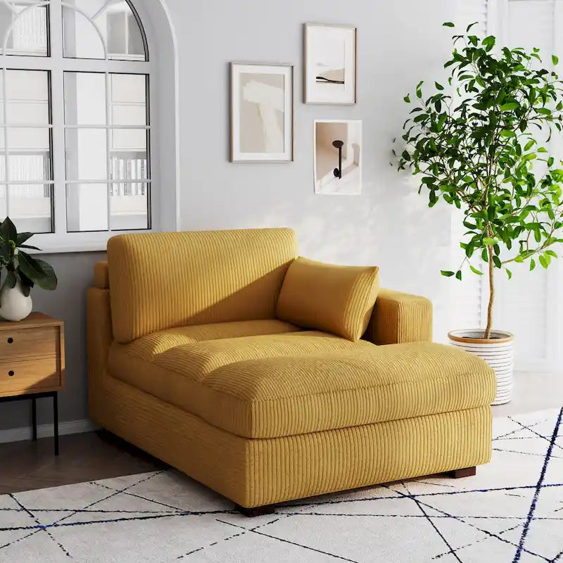 Canapé modulaire sectionnel oversize en velours côtelé avec coussin