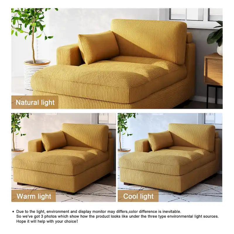 Canapé modulaire sectionnel oversize en velours côtelé avec coussin