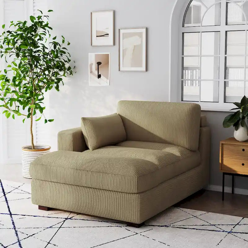 Canapé modulaire sectionnel oversize en velours côtelé avec coussin