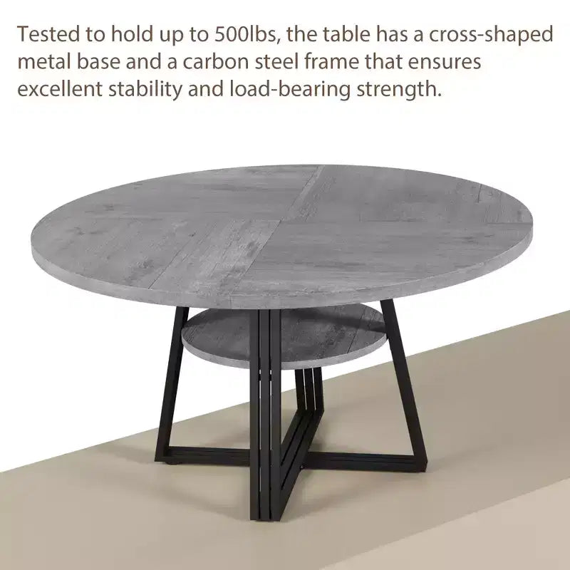 Table de salle à manger ronde de 47 po pour 4 personnes, table ronde à pied central pour cuisine et salle à manger, meuble de cuisine et de salle à manger en bois peu encombrant