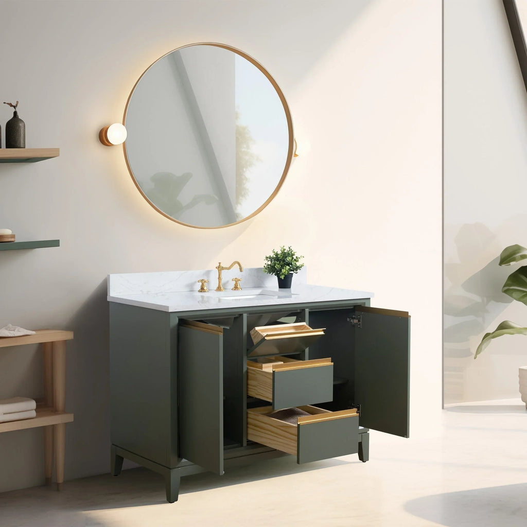 Meuble-lavabo Vanity Art avec évier en céramique et dessus en marbre reconstitué
