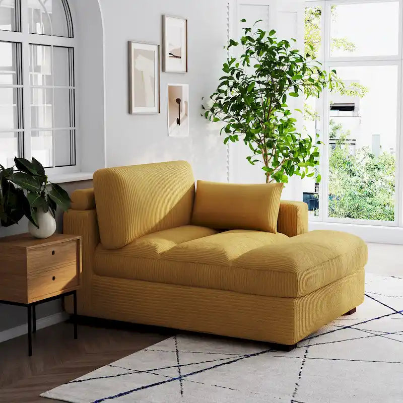 Canapé modulaire sectionnel oversize en velours côtelé avec coussin