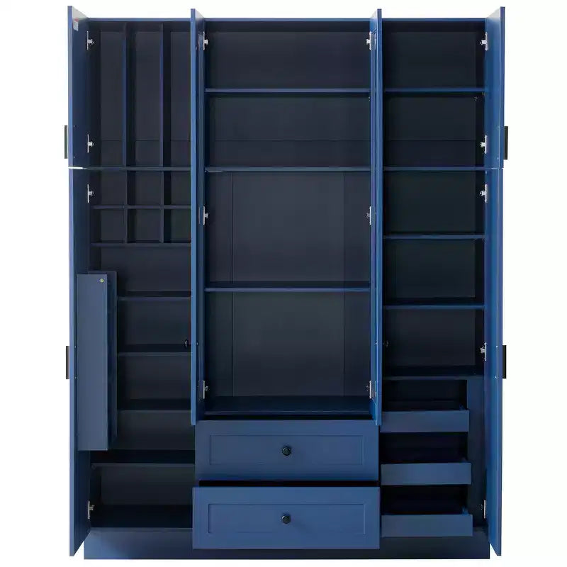 Armoire de rangement de cuisine sur pied Whisen 71H, grand buffet de salle à manger avec 6 portes et étagères réglables