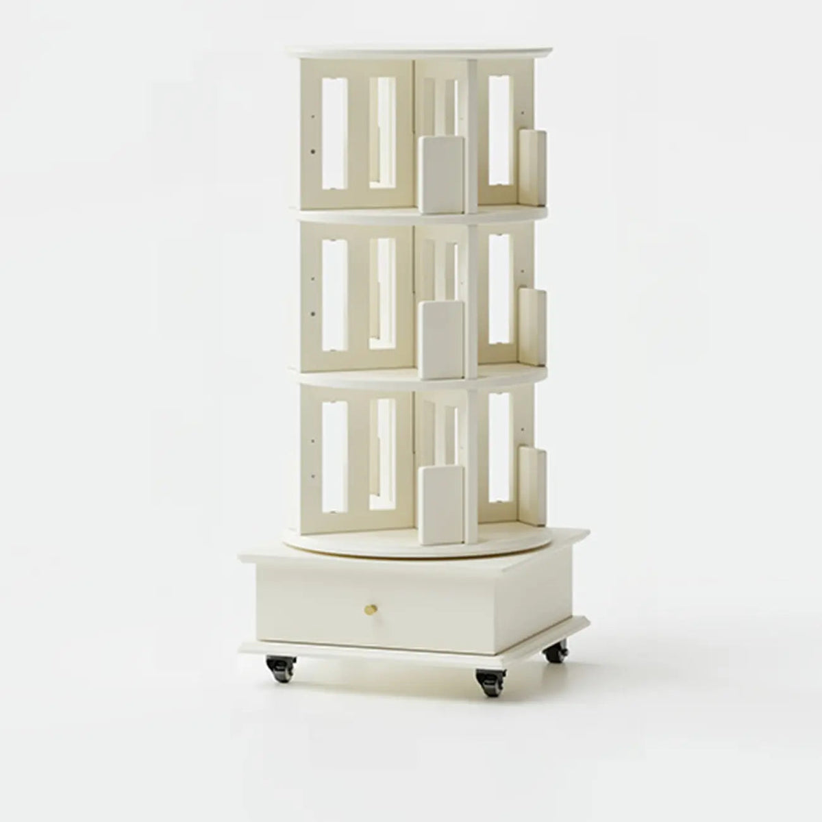 Bibliothèque verticale étroite rotative en bois