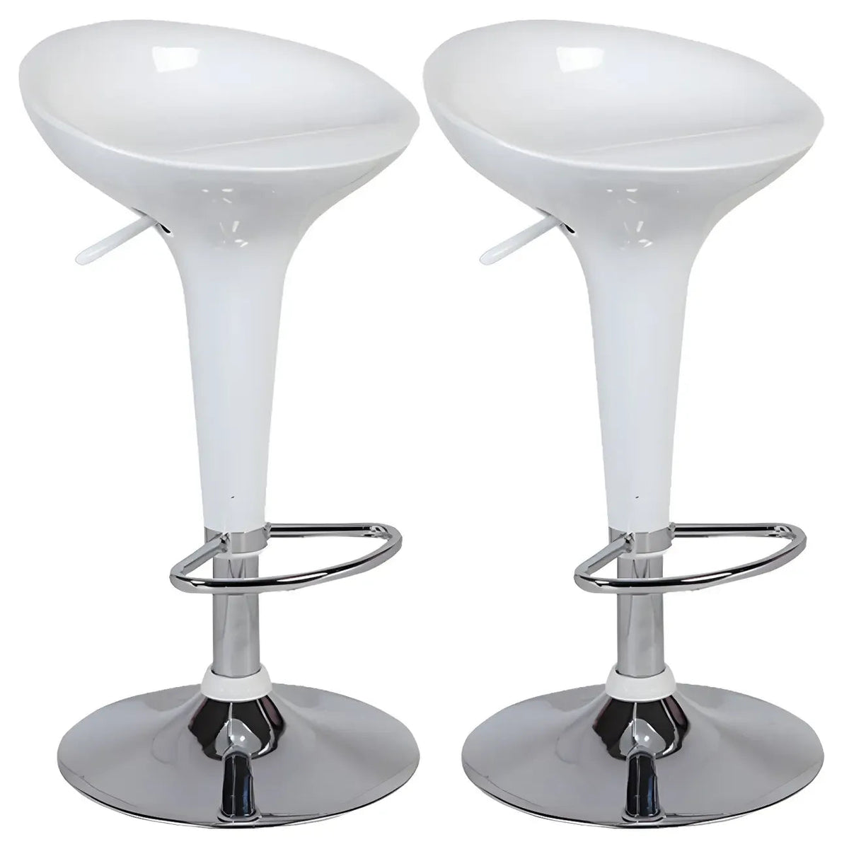 Tabouret de bar pivotant en plastique chromé réglable en hauteur